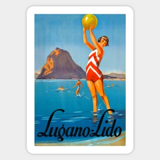 Vintage Travel Poster Switzerland Lugano Lido Sticker